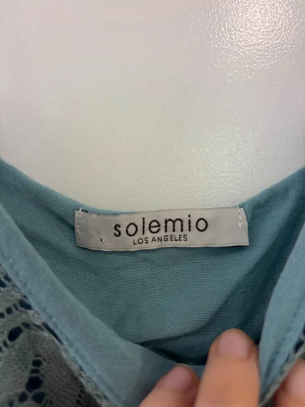 Solemio Teal Blue Lace Crochet Crop Top